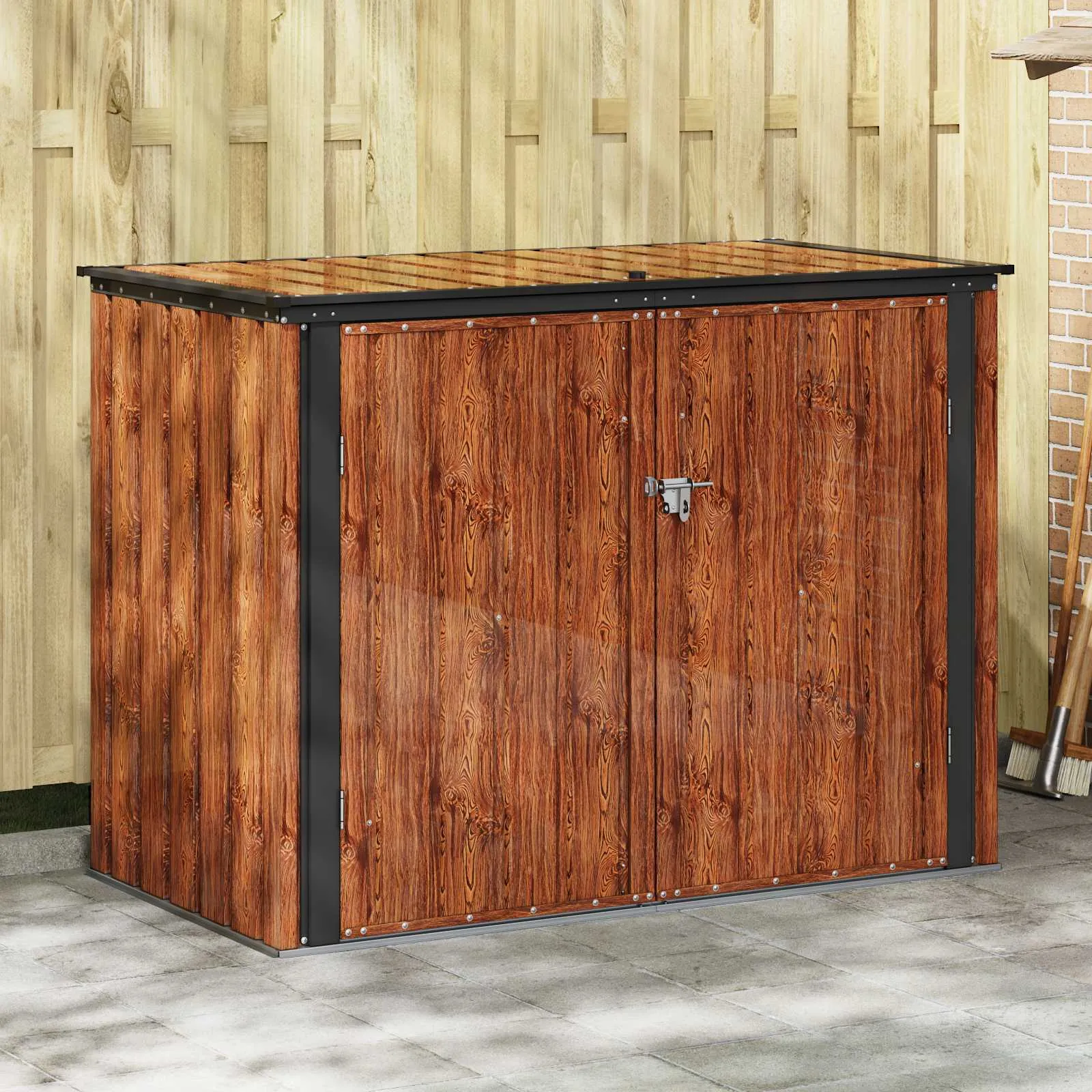 Abschließbare Gartenlagerbox 151,5x82x110,5 cm Braun Stahl