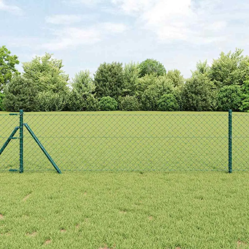 Zaunpfosten-Set Grün 2500 x 3,2 x 80 cm aus Stahl und PVC