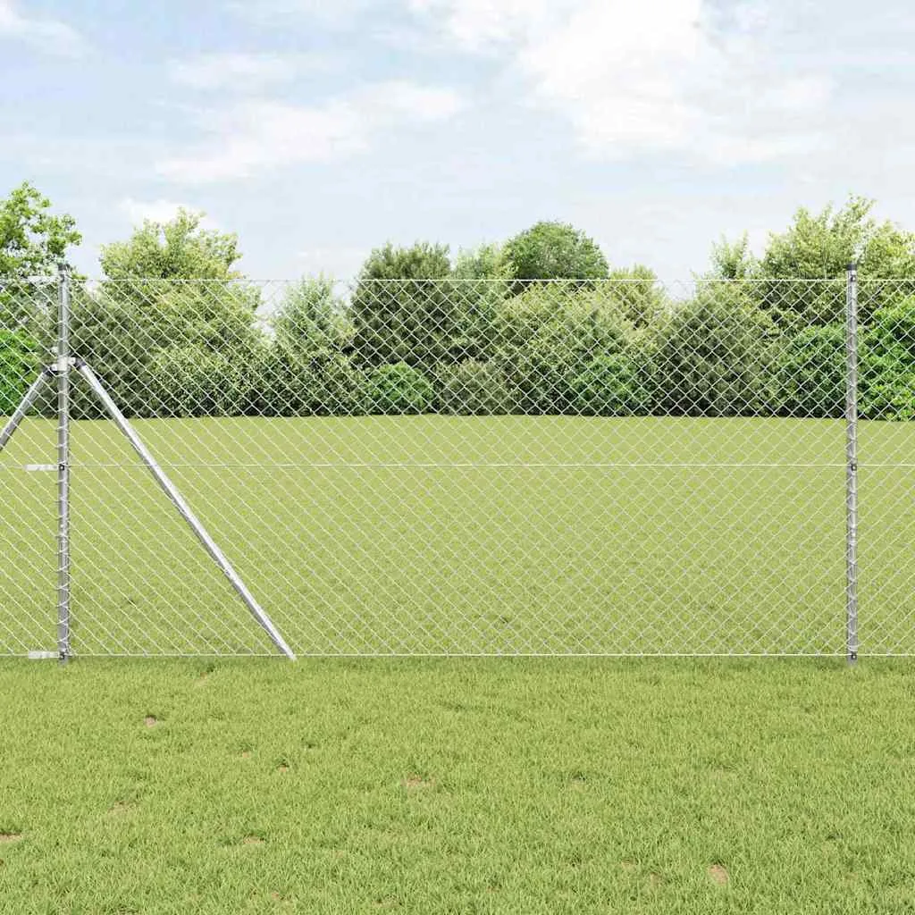 Zaunpfosten Set aus Stahl 1000 x 3,2 x 120 cm Silber