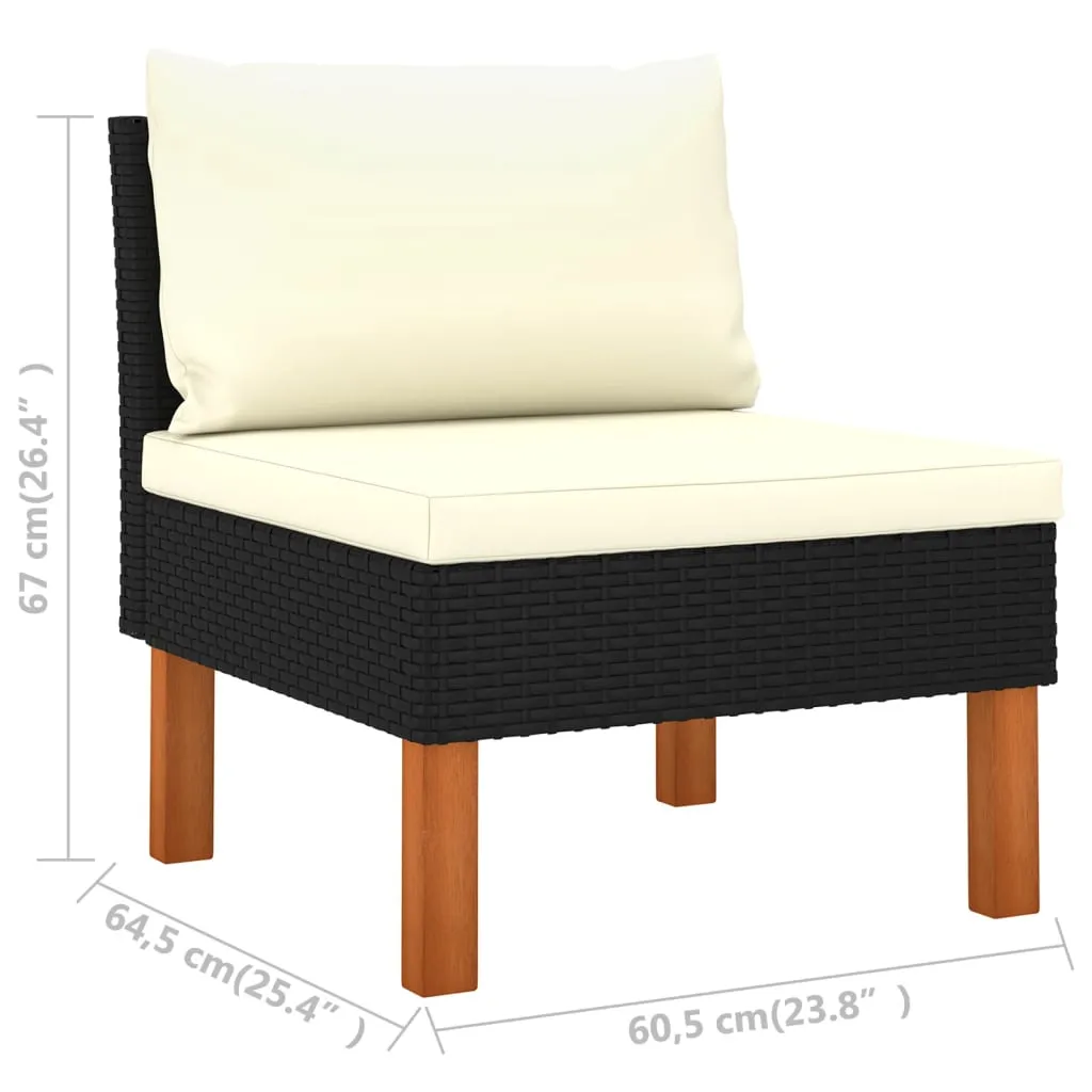 12-tlg. Garten-Lounge-Set mit Kissen Poly Rattan Schwarz