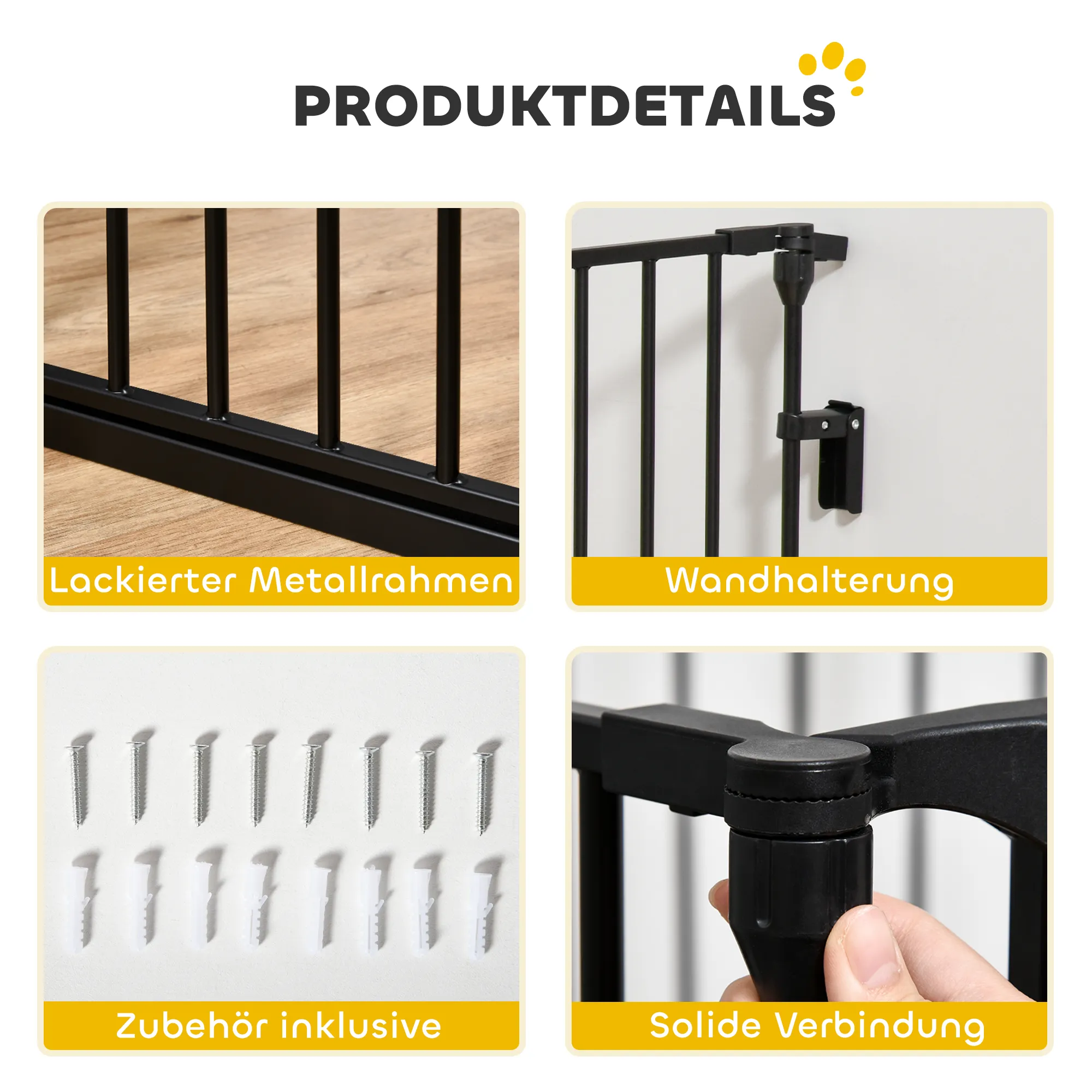 Absperrgitter Haustier-Laufstall Metall 300 x 74,5 cm Schwarz