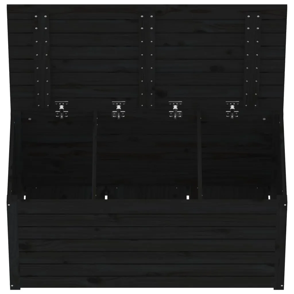 Gartenbox aus massivem Kiefernholz 101 x 50,5 x 46,5 cm Schwarz