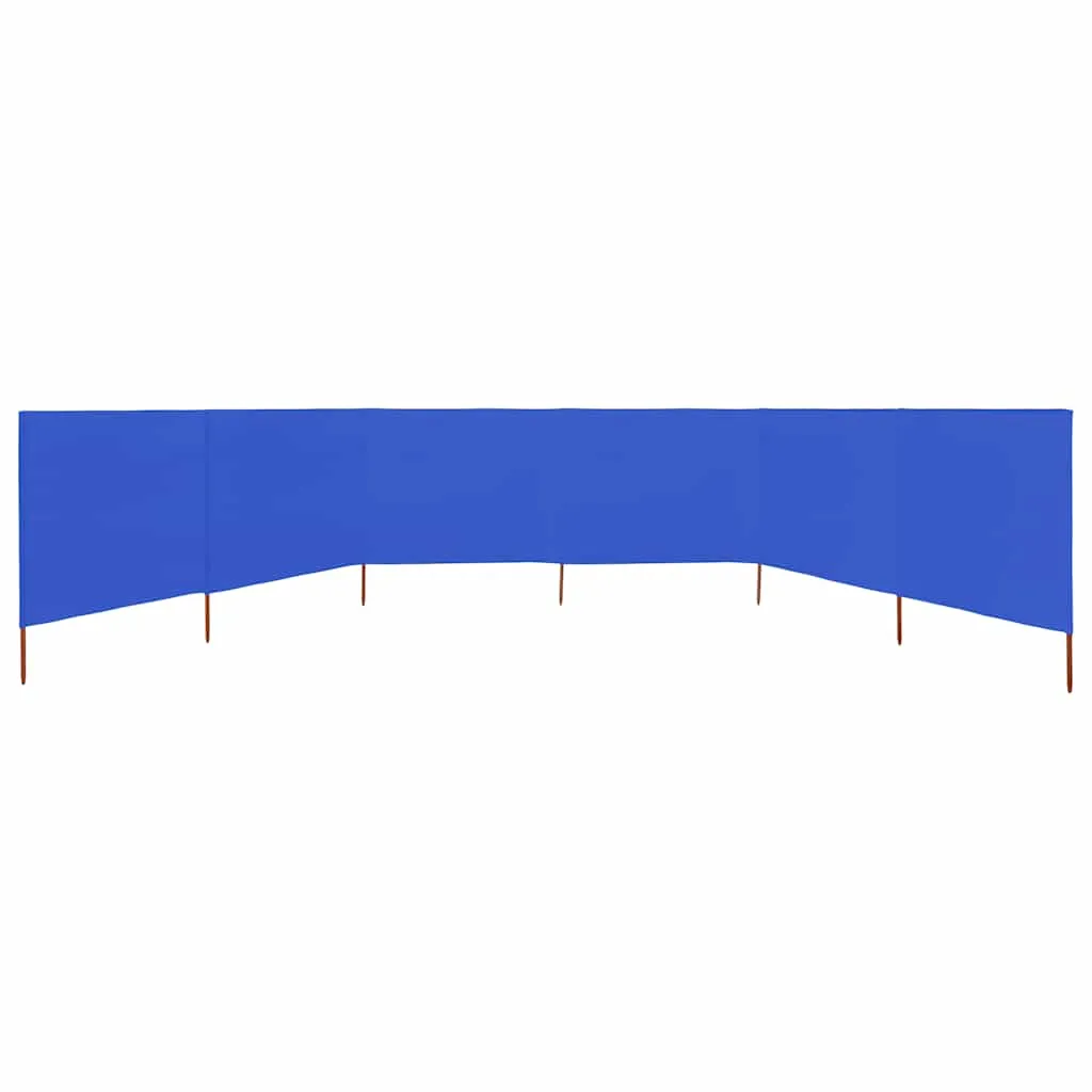6-teiliger faltbarer Windschutz 800x160 cm in Azurblau mit Massivholzpfählen