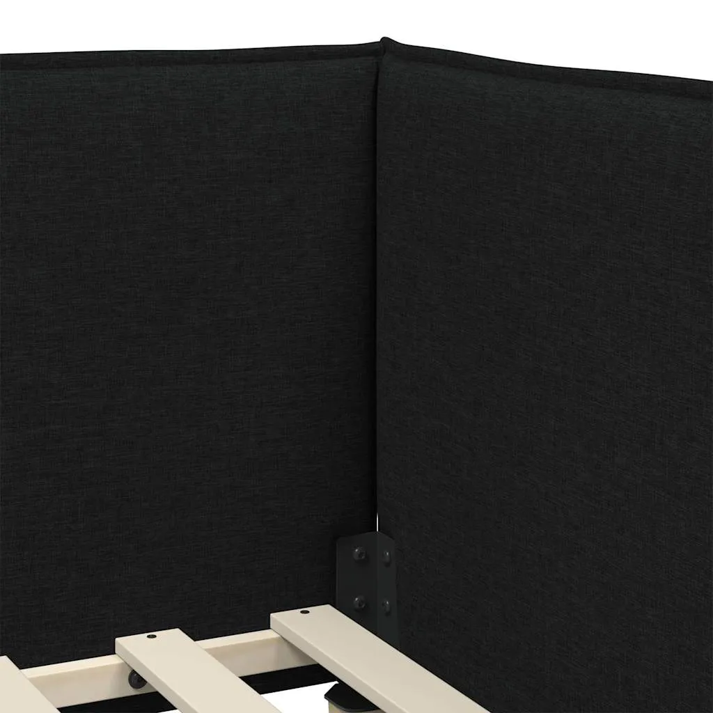 Eckbett mit Matratze 204 x 84 x 74 cm Schwarz