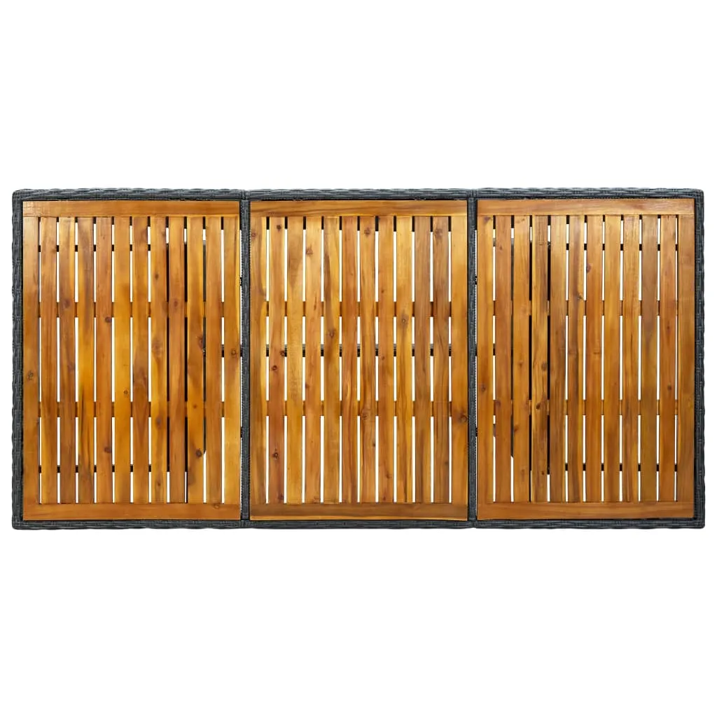 Gartentisch aus Echtholz und PE-Rattan 200x100x74 cm Dunkelgrau Braun