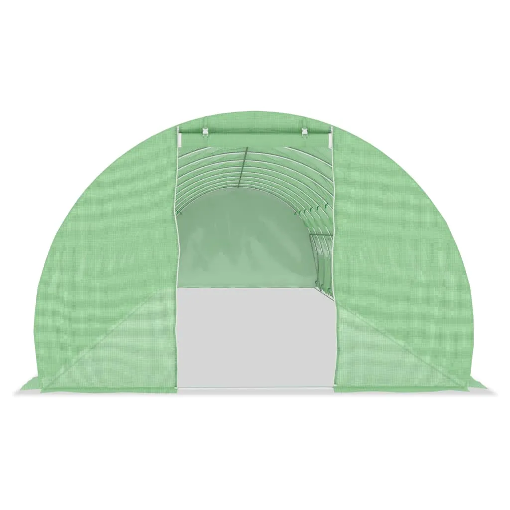 Gewächshaus 15x3x2 m Grün mit PE-Netzgewebe und verzinktem Stahlrahmen