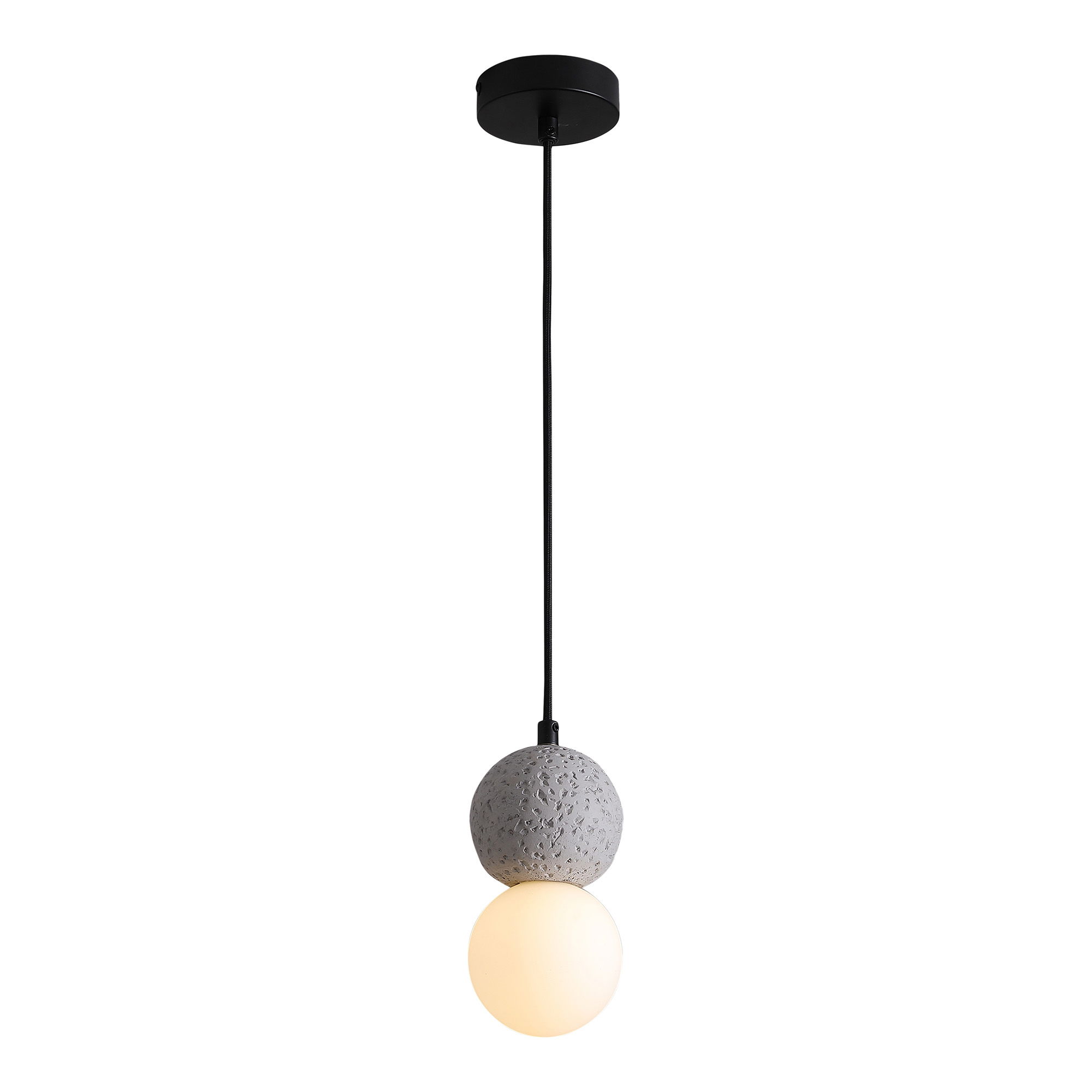tinkaro Pendelleuchte Leeds Glas, Zement Grau