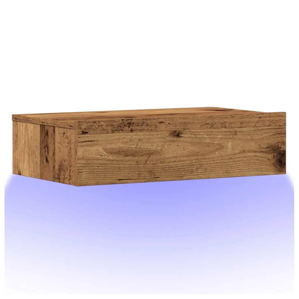 Wand-Nachtkonsole mit RGB-LED 60 x 35 x 15,5 cm Altholz