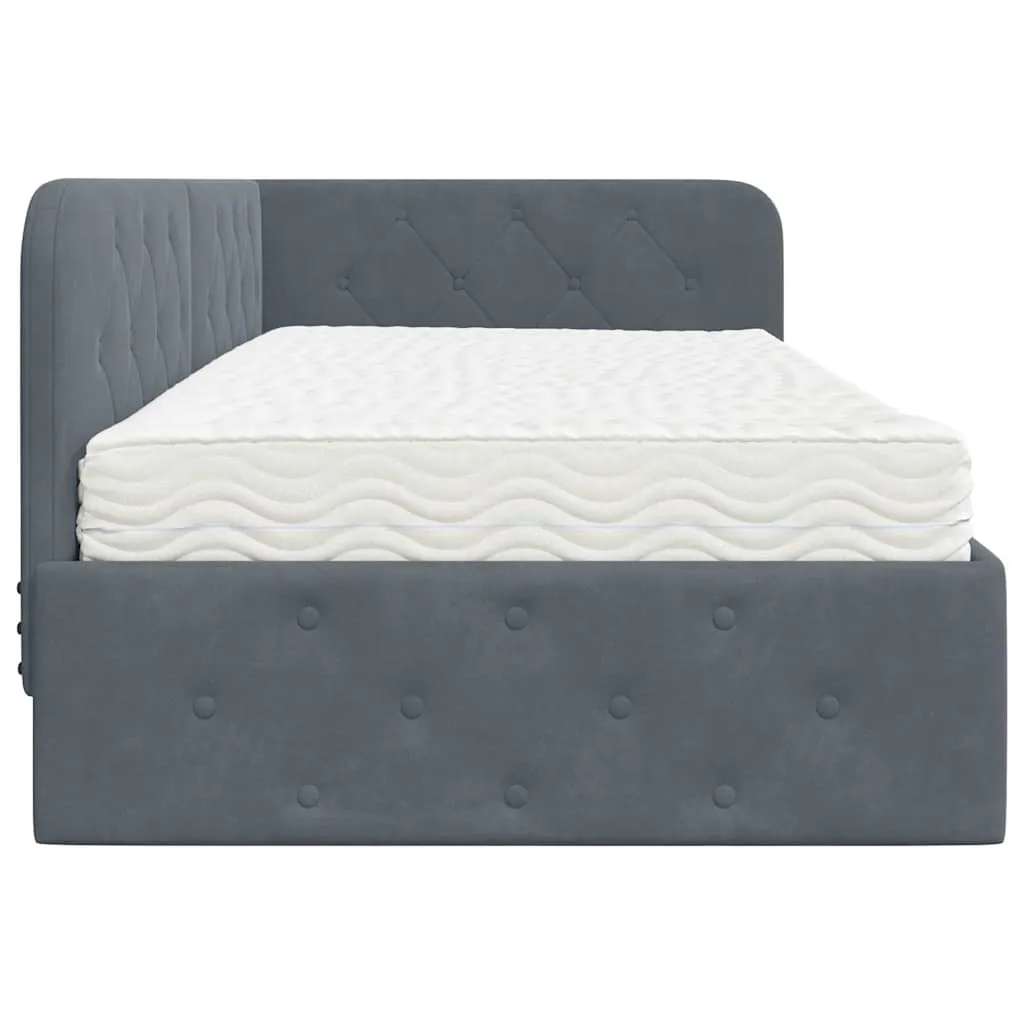 Eckbett mit Matratze 204 x 104 x 72 cm Dunkelgrau