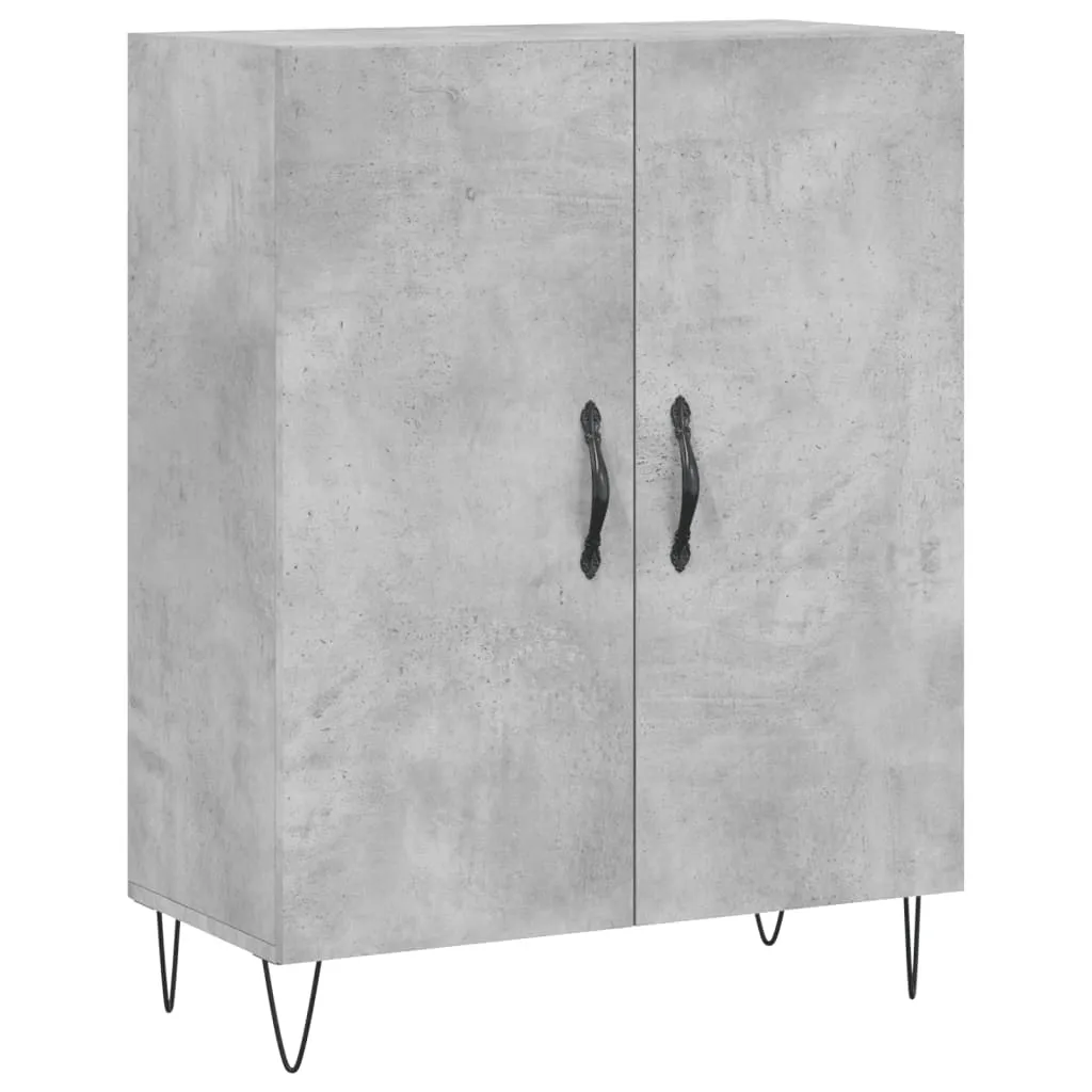Highboard mit Sideboard 69,5x34x180 cm Betongrau aus Holzwerkstoff