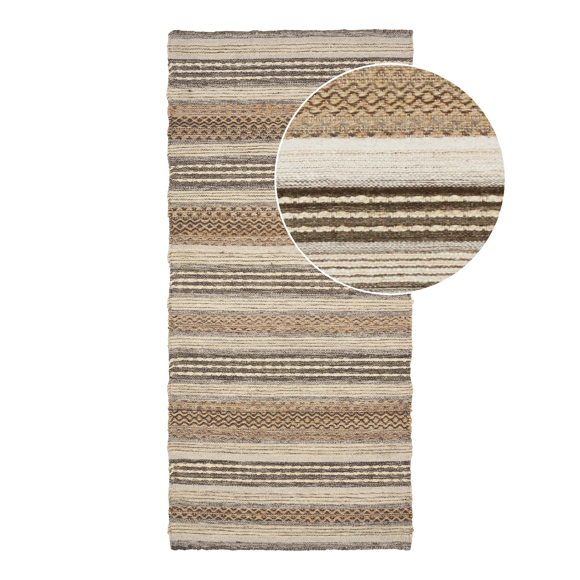 tinkaro Läufer Morena 60% Jute, 40% Wolle Natur / Grau