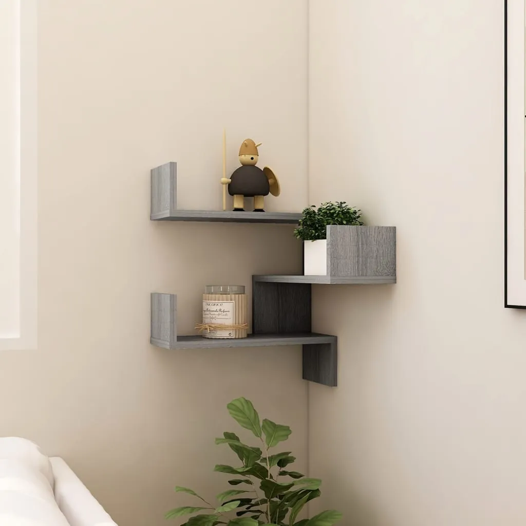 Wandregal Eckregal 40x40x50 cm Grau Sonoma Holzwerkstoff