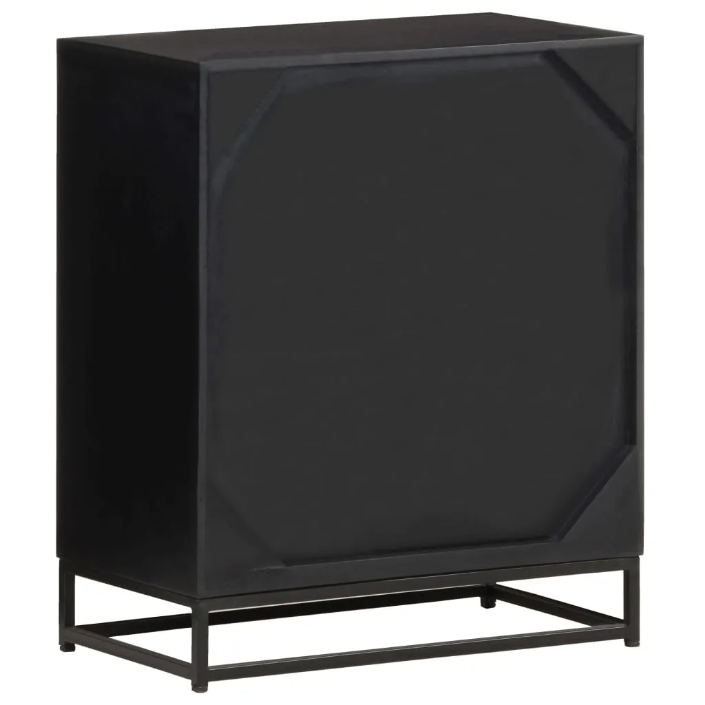 Holz-Nachtschrank Vollholz Schwarz 40x30x50 cm