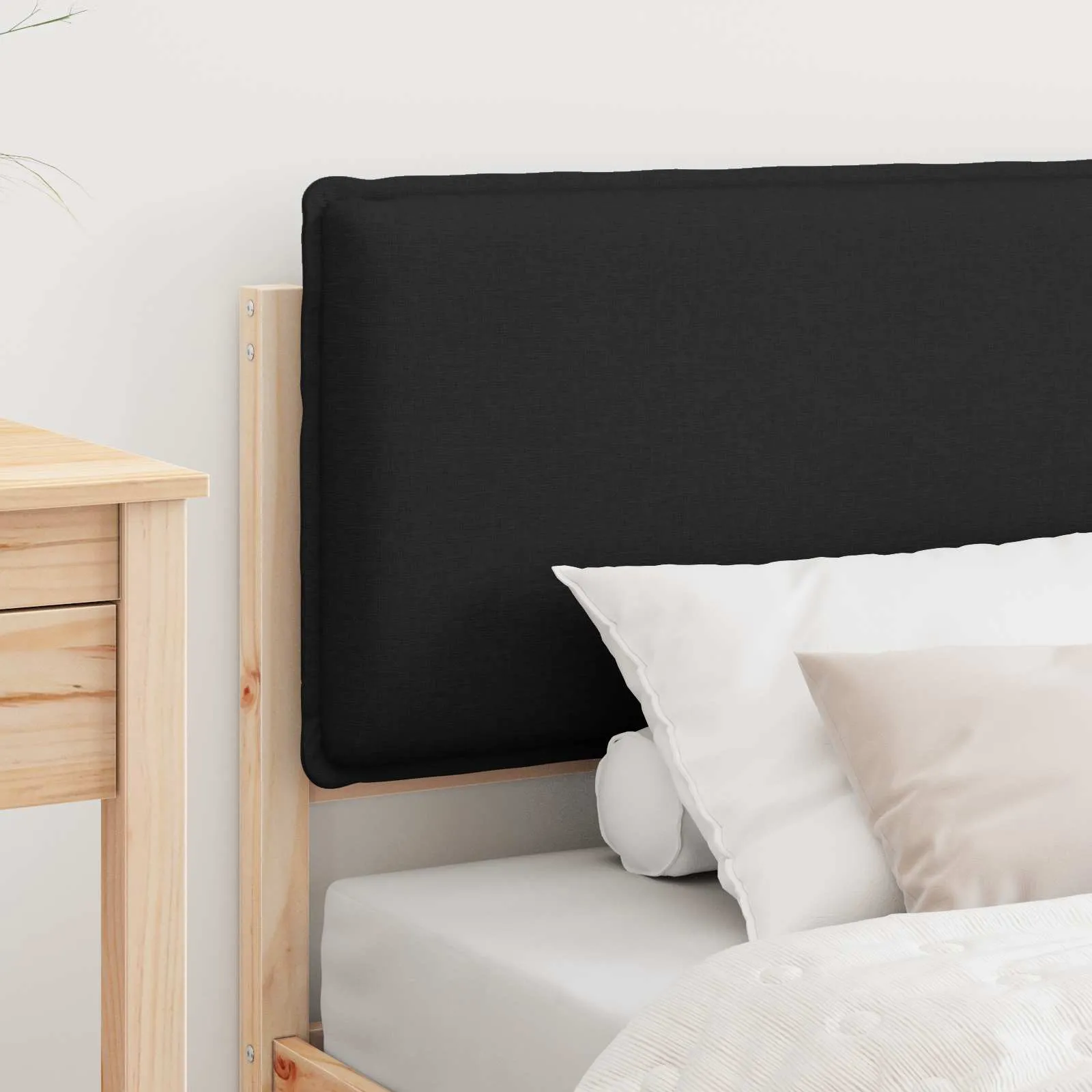 Bettgestell mit gepolstertem Kopfteil 75 x 190 cm Schwarz