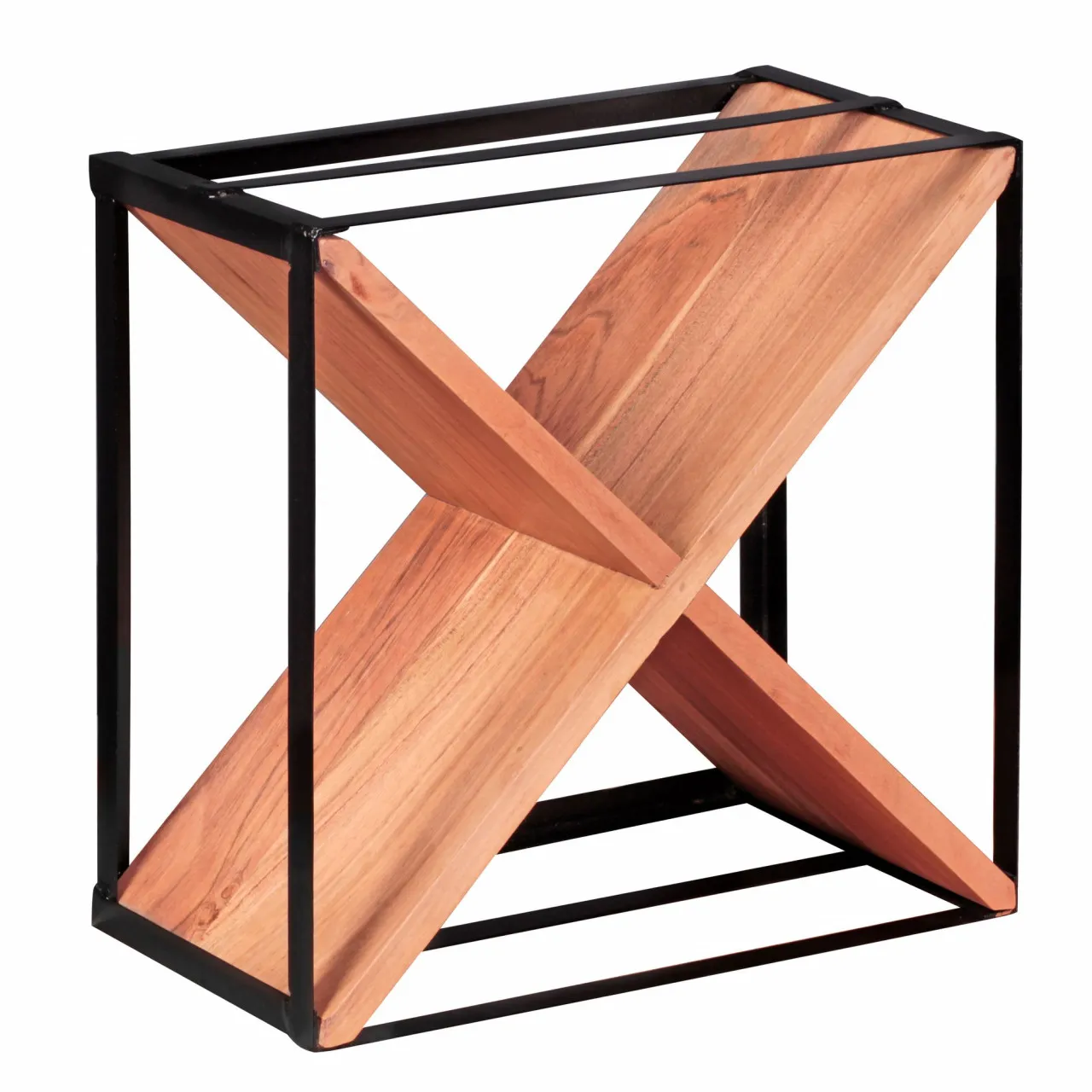 tinkaro Flaschenständer eckig AUDAR Massiv-Holz Akazie Standregal Braun