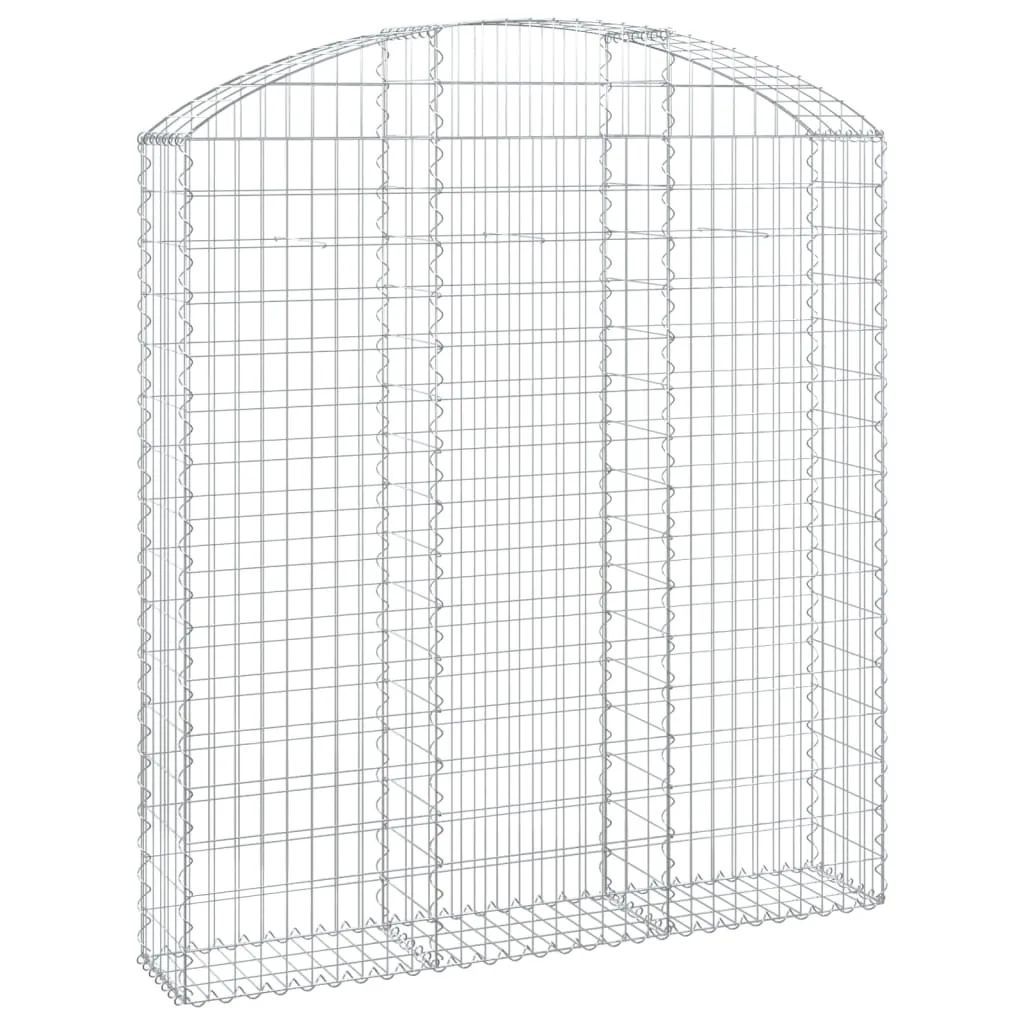 Gabionenwand Hochbogen 150x30x160/180 cm Silber Verzinktes Eisen