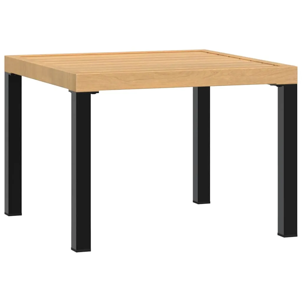 Garten-Couchtisch 55x55x39,5 cm Schwarz und Braun mit pulverbeschichtetem Stahlgestell