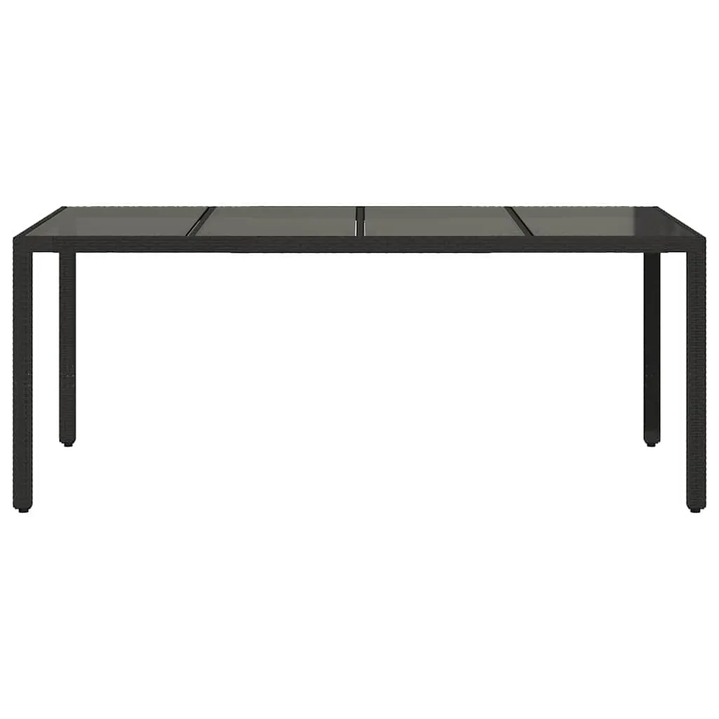 Gartentisch mit Glasplatte 190 x 90 x 75 cm Schwarz