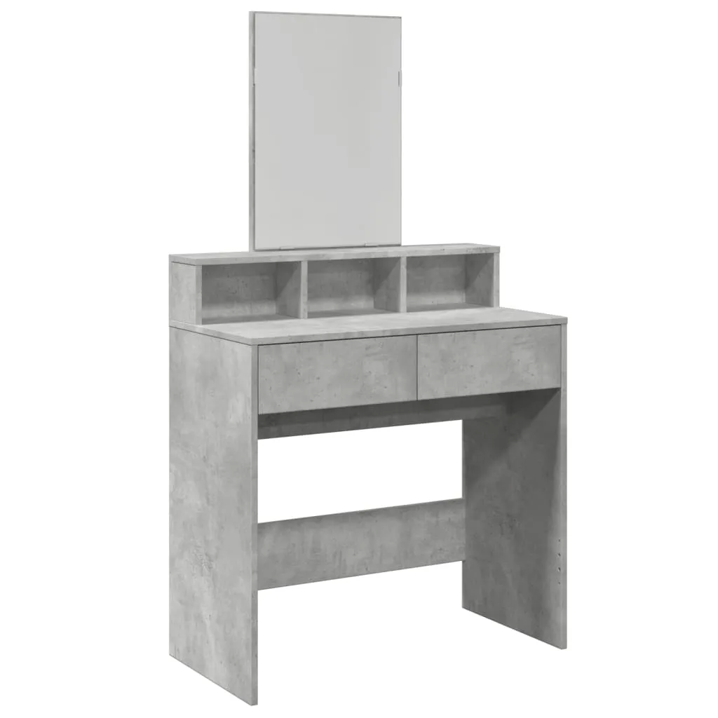 Schminktisch Betongrau 80 x 41 x 144,5 cm aus Holzwerkstoff und Glas