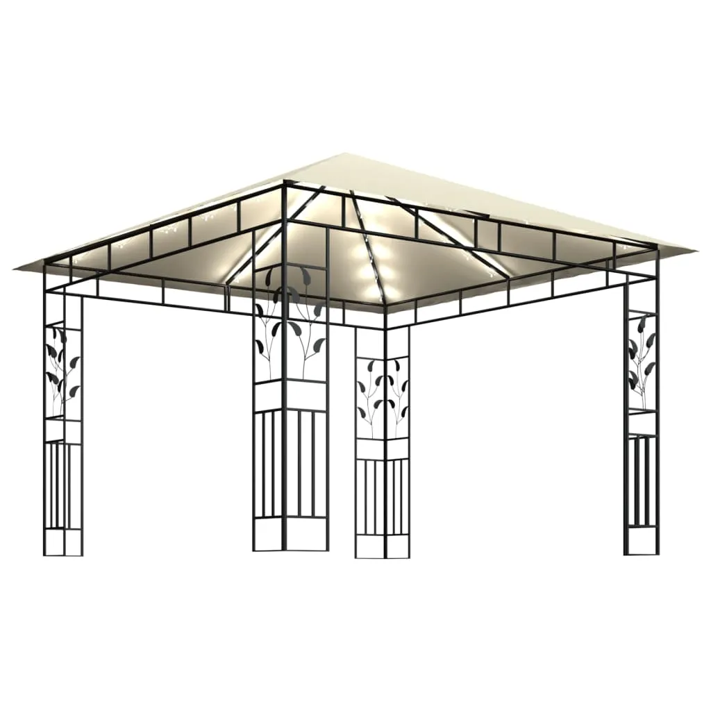 Pavillon 3x3x2,73 m Creme mit Metallrahmen und Stoffdach