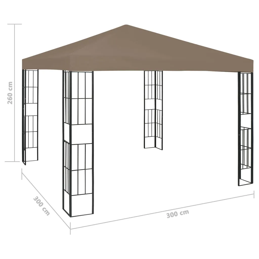 Gartenpavillon 3x3x2,6 m in Taupe und Schwarz mit Stahlrahmen