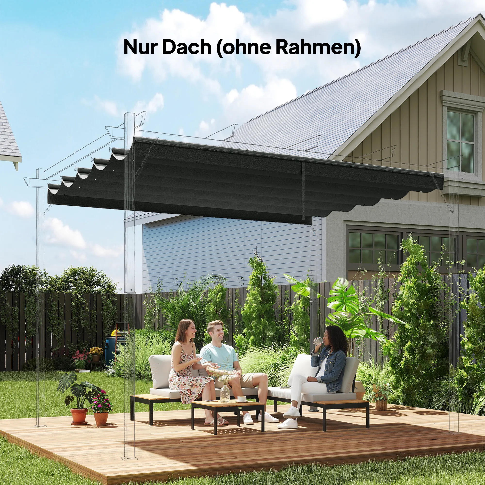 Ersatzdach Dunkelgrau 250L x 255B cm für 3 x 3 m Pavillons
