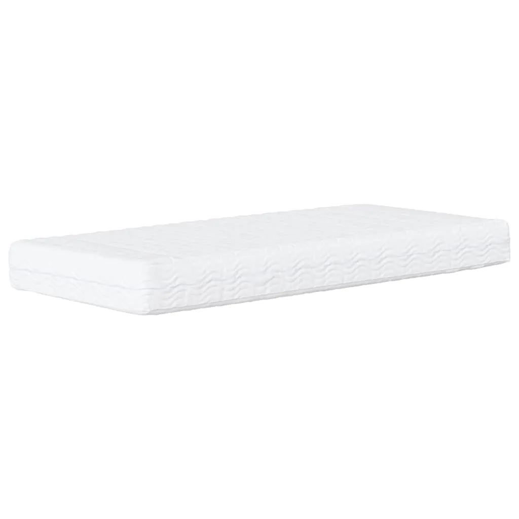 Weißes Kunstlederbett 208x95x74,5 cm mit Schaumstoffmatratze H2/H3