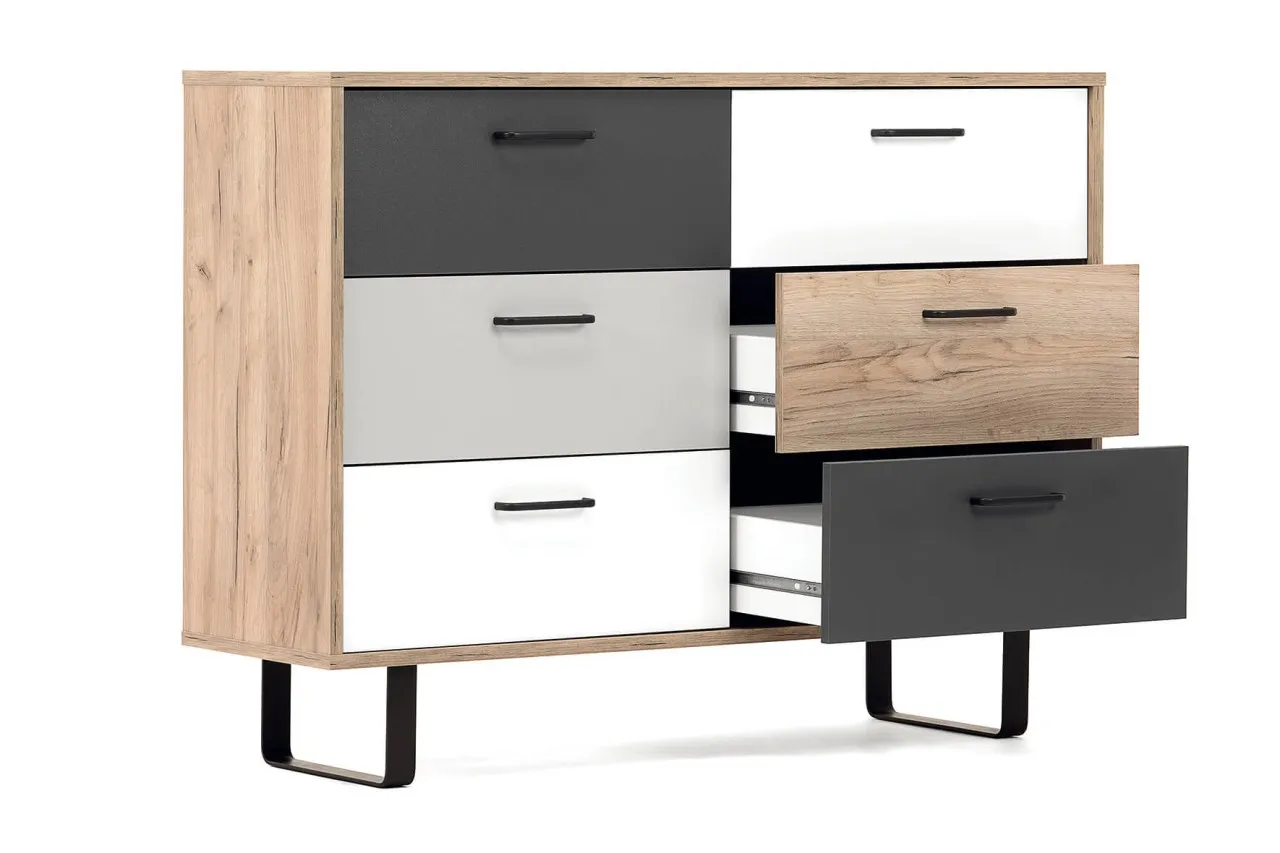 finori Kommode Orlando 120 cm Dekor Grey Craft Oak Farbmix Beistellkommode