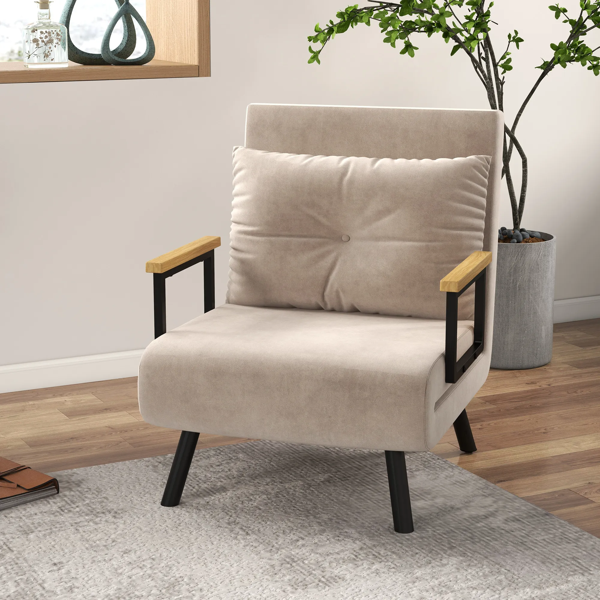 Beiger Schlafsessel 63B x 73T x 81H cm - Multifunktional und bequem