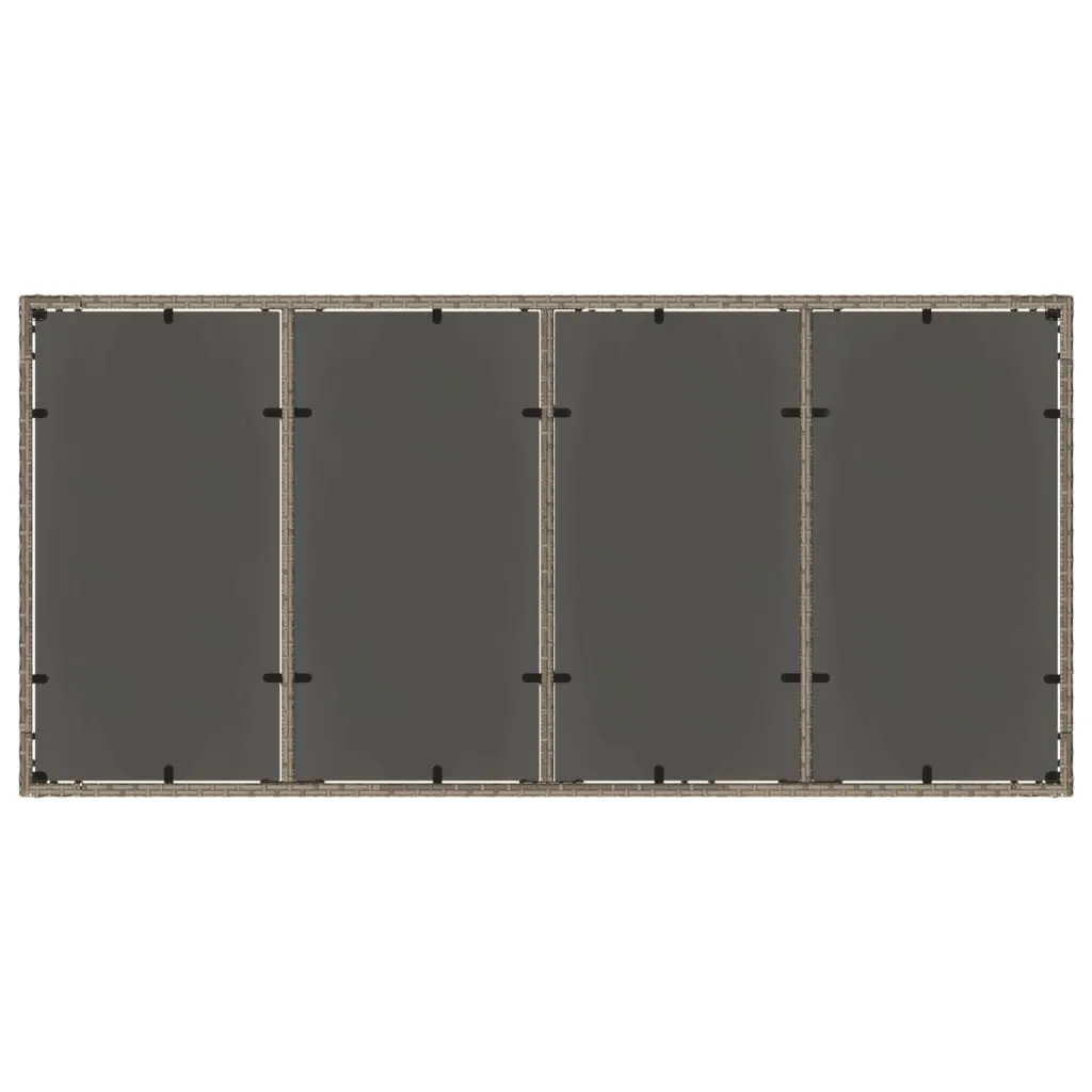 Gartentisch mit Glasplatte 190 x 90 x 75 cm Grau