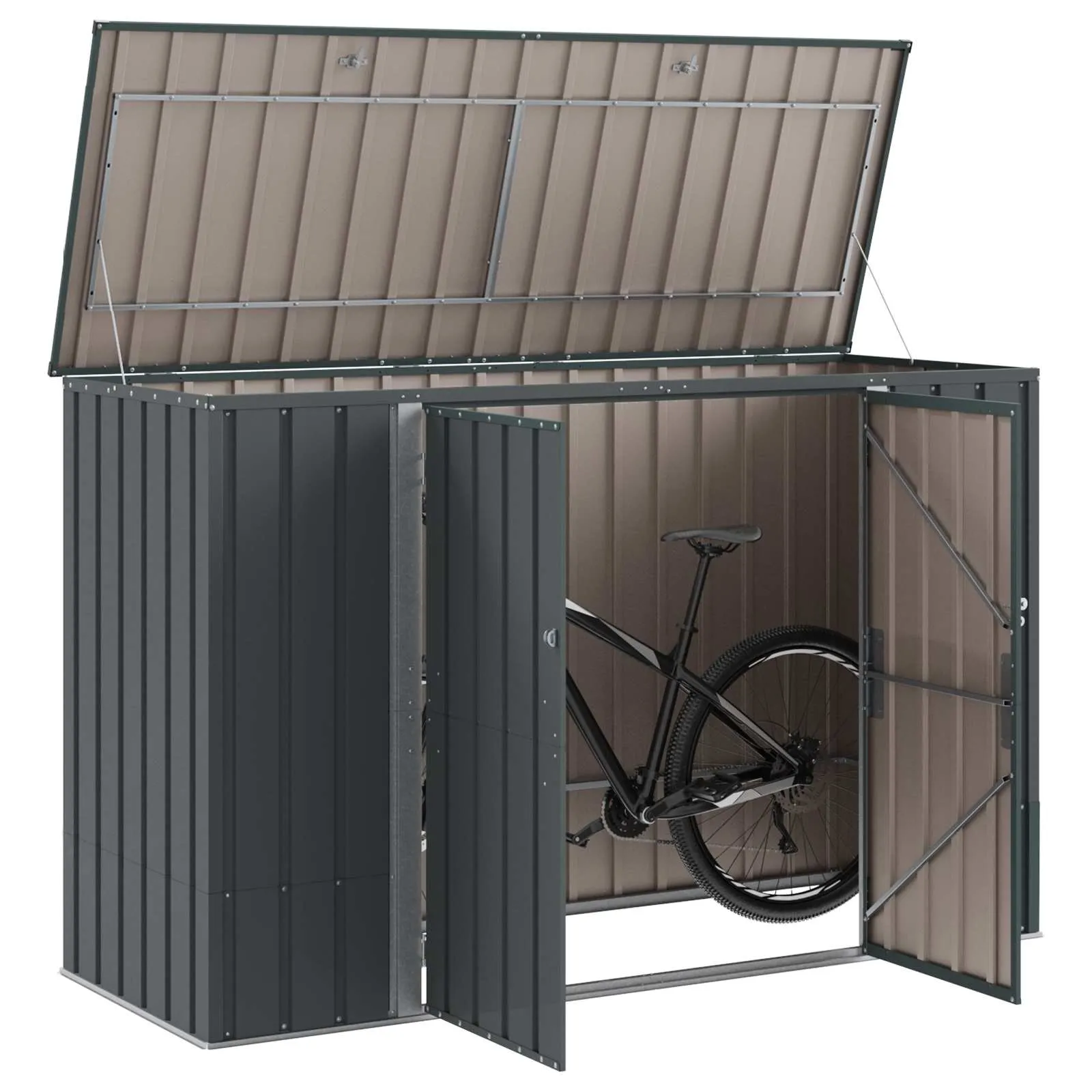 Abschließbare Gartenlagerbox 214x82x132 cm Schwarz aus Stahl