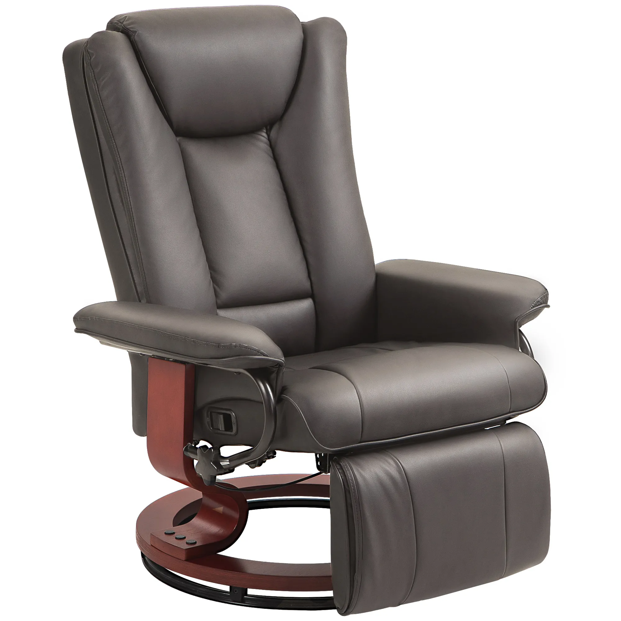 Relaxsessel mit Liegefunktion, drehbar, bis 150 kg, Kunstlederbezug, Stahlrahmen, Braun