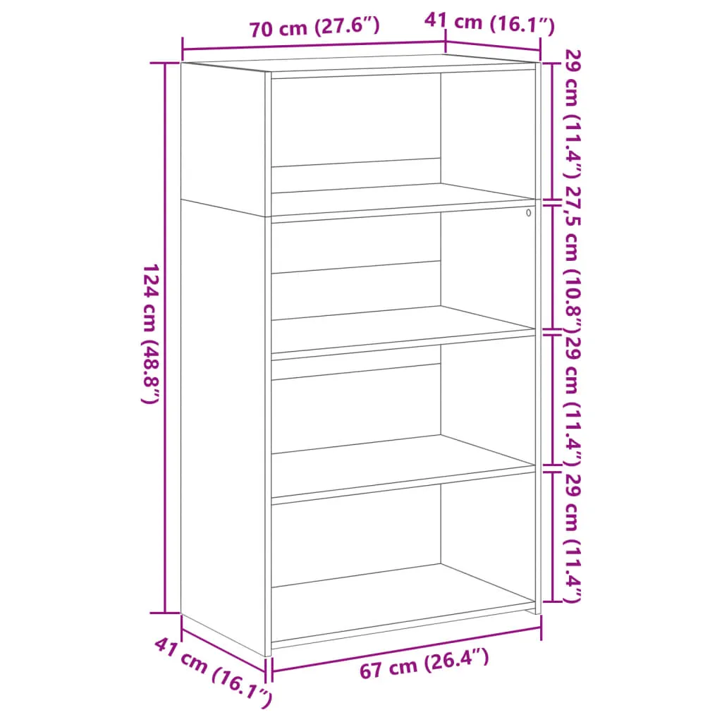Klassisches Highboard Sonoma-Eiche 70 x 41 x 124 cm