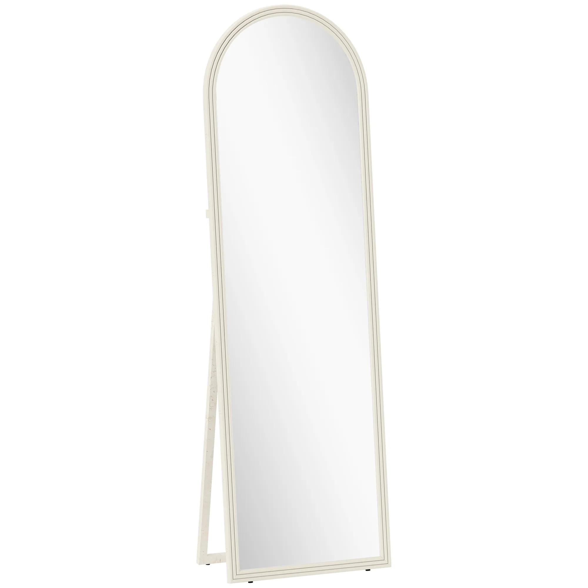 Bogenförmiger Standspiegel 50B x 3,7T x 160H cm in Weiß