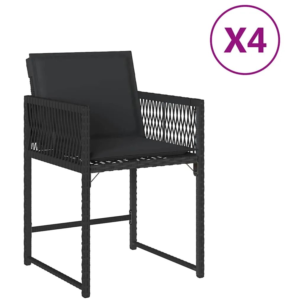 Gartenstuhl aus PE-Rattan mit Stahlrahmen 50,5x54x79 cm Schwarz