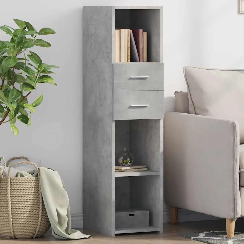Klassisches Highboard Betongrau 30 x 42,5 x 124 cm aus Holzwerkstoff