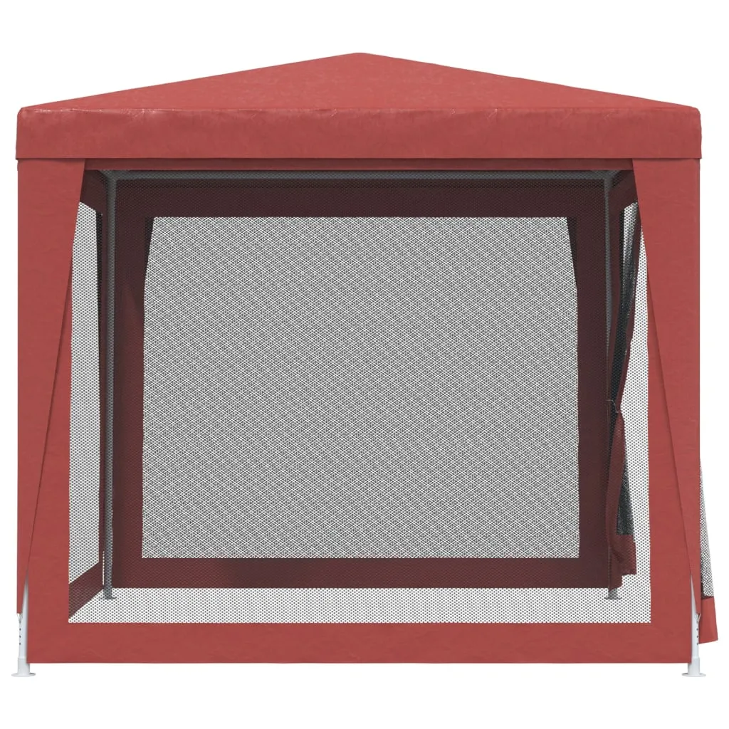 Partyzelt 250x250x245 cm Rot mit wasserfestem HDPE-Dach und Mesh-Seitenwänden