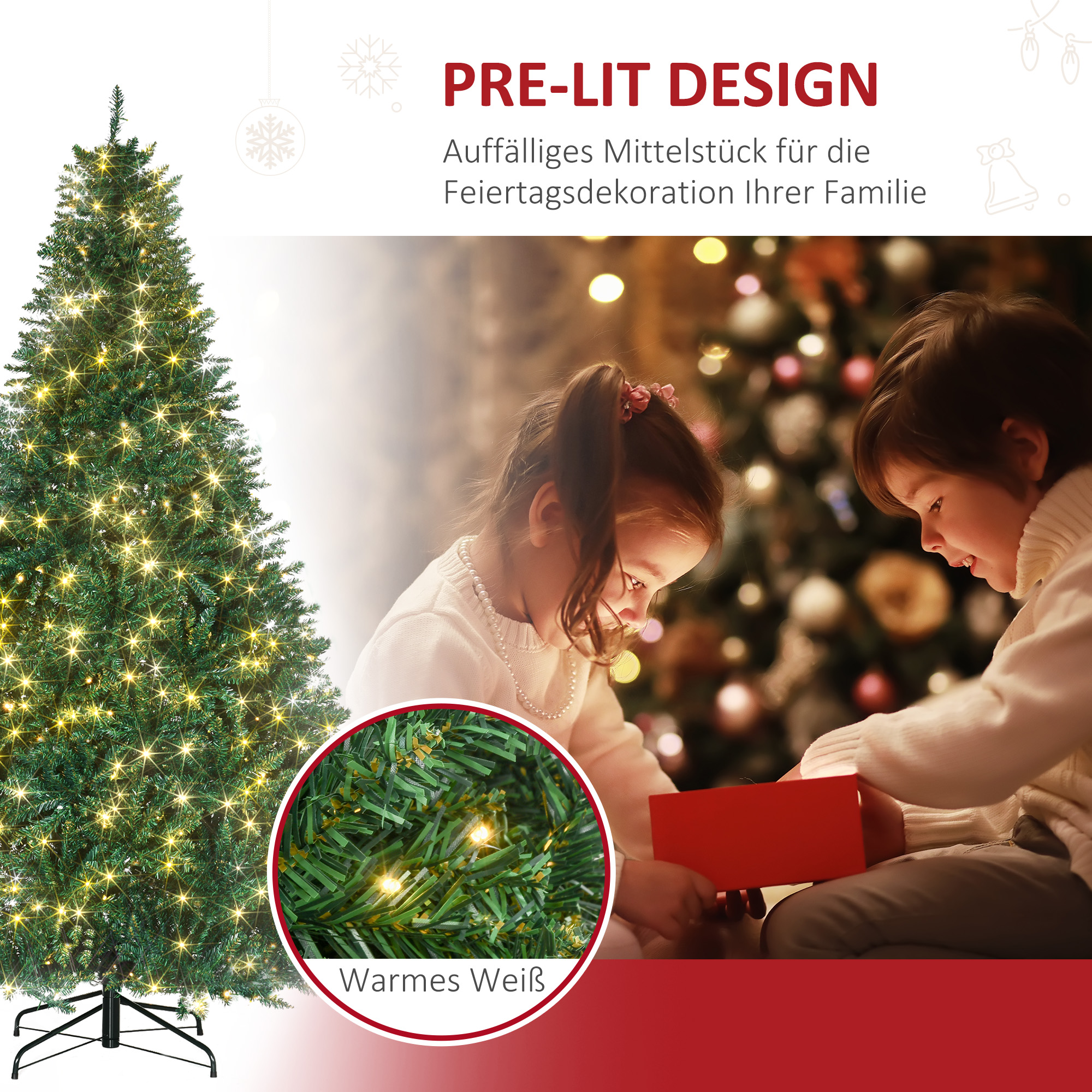 Künstlicher Weihnachtsbaum mit 700 LEDs, 210 cm, Grün