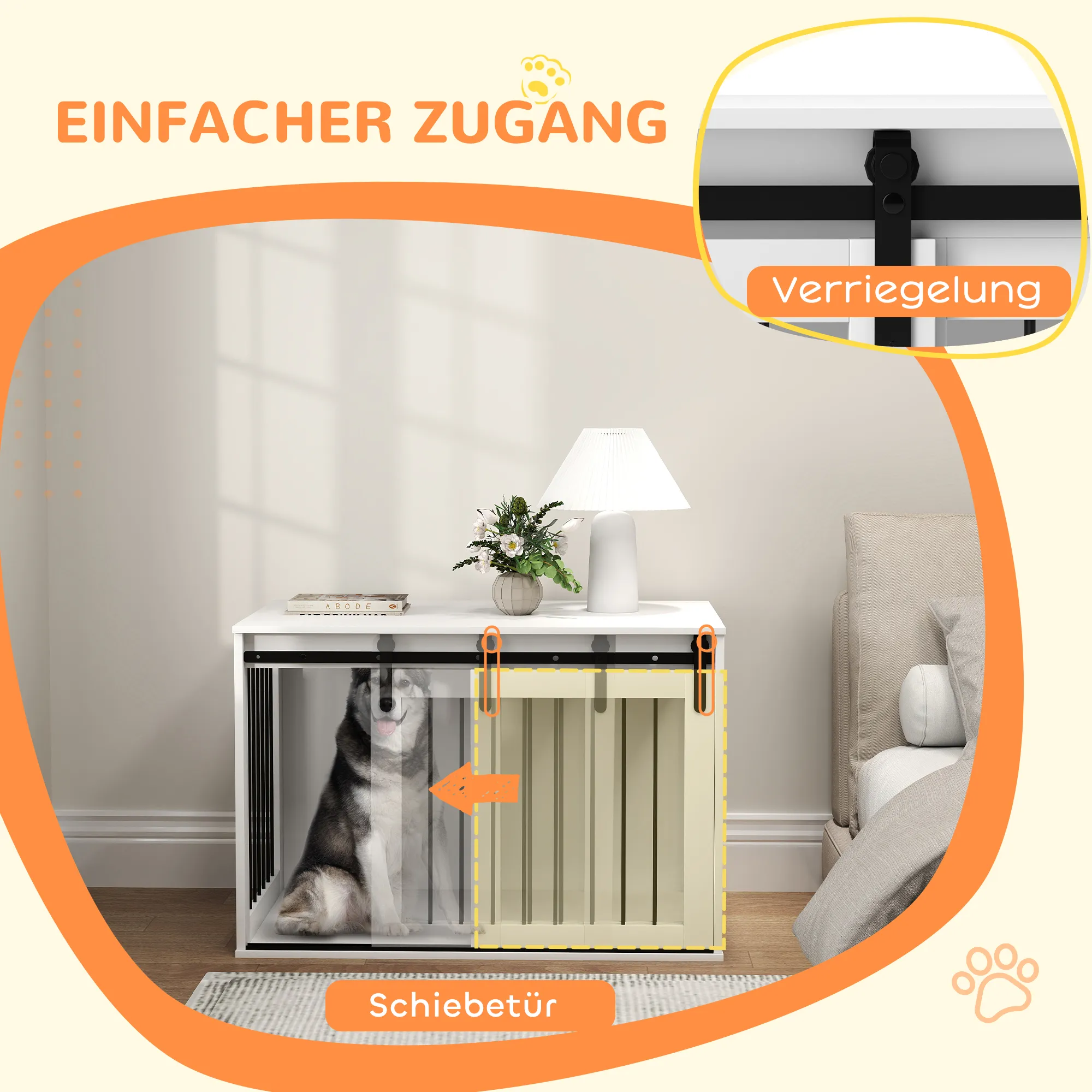 Hundekäfig Weiß 98L x 58B x 61H cm