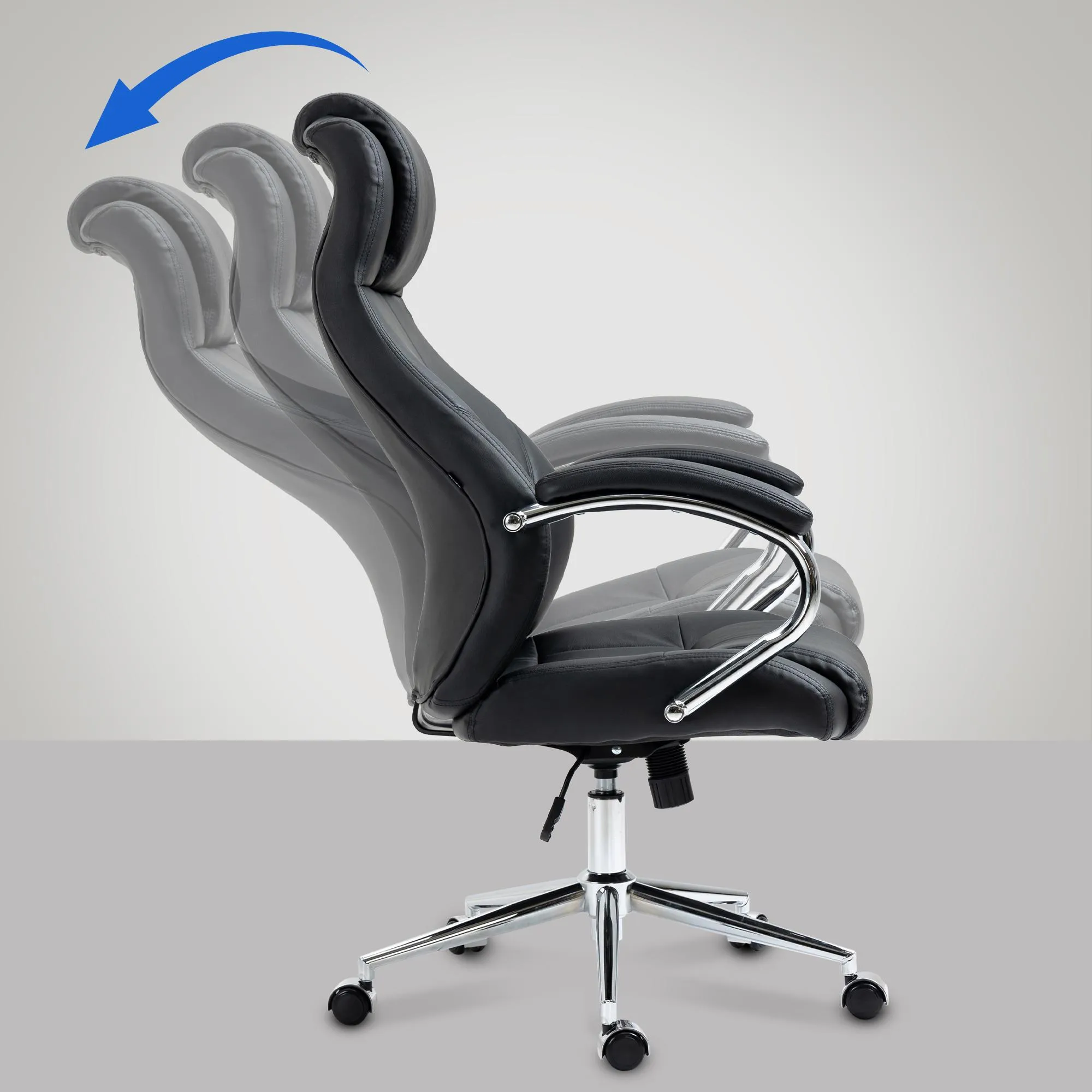 Bürostuhl Salford Echtleder 120-130x64x79 cm schwarz