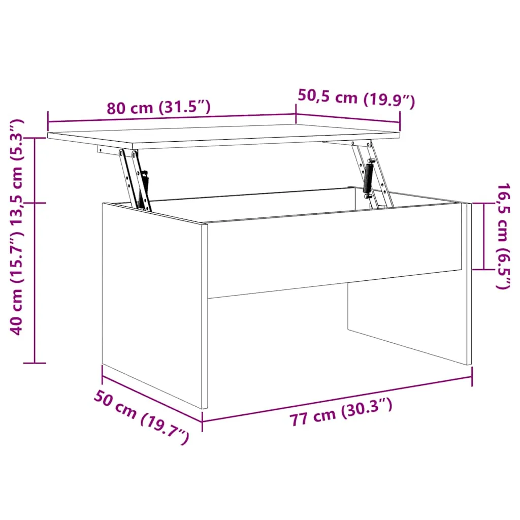 Vielseitiger Couchtisch 80x50,5x41,5 cm Betongrau aus Holzwerkstoff
