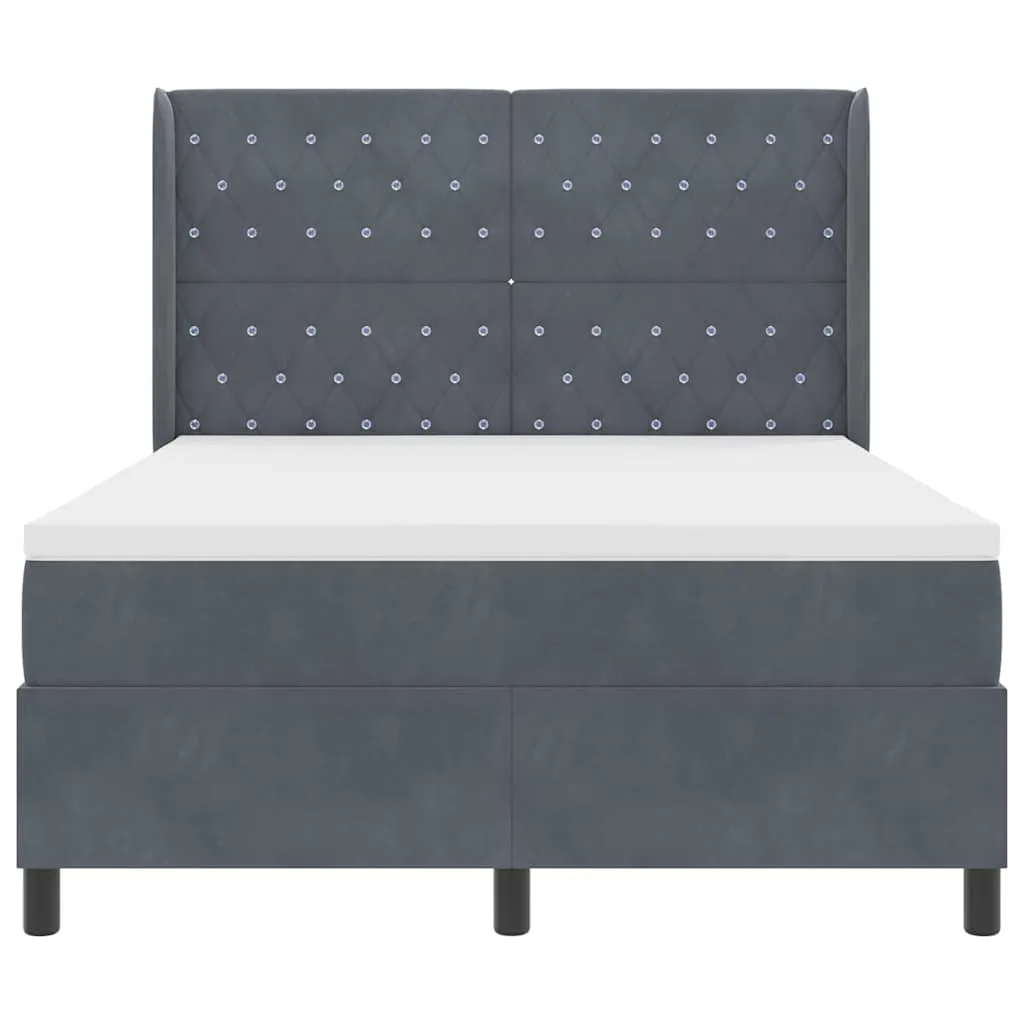 Boxspringbett mit LED-Beleuchtung, Samt, 140x200 cm, Dunkelgrau