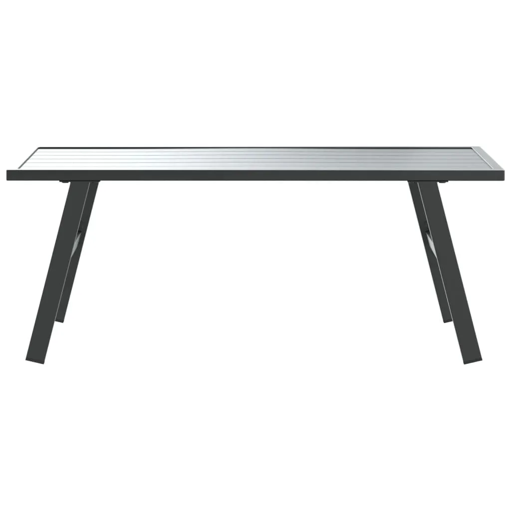 Garten-Couchtisch 90 x 45 x 35 cm Schwarz mit pulverbeschichtetem Stahlgestell