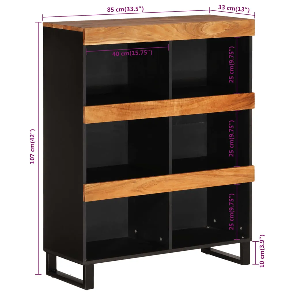 Beistellschrank Industrial Style aus Echtholz mit Eisenbeinen 85x33x107 cm