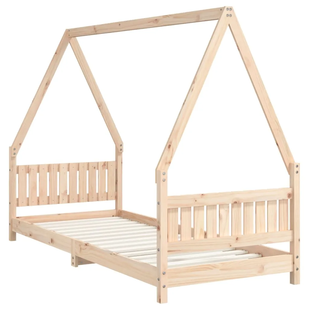 Kinderbett Hausform aus massivem Kiefernholz 205,5x85,5x146 cm natur