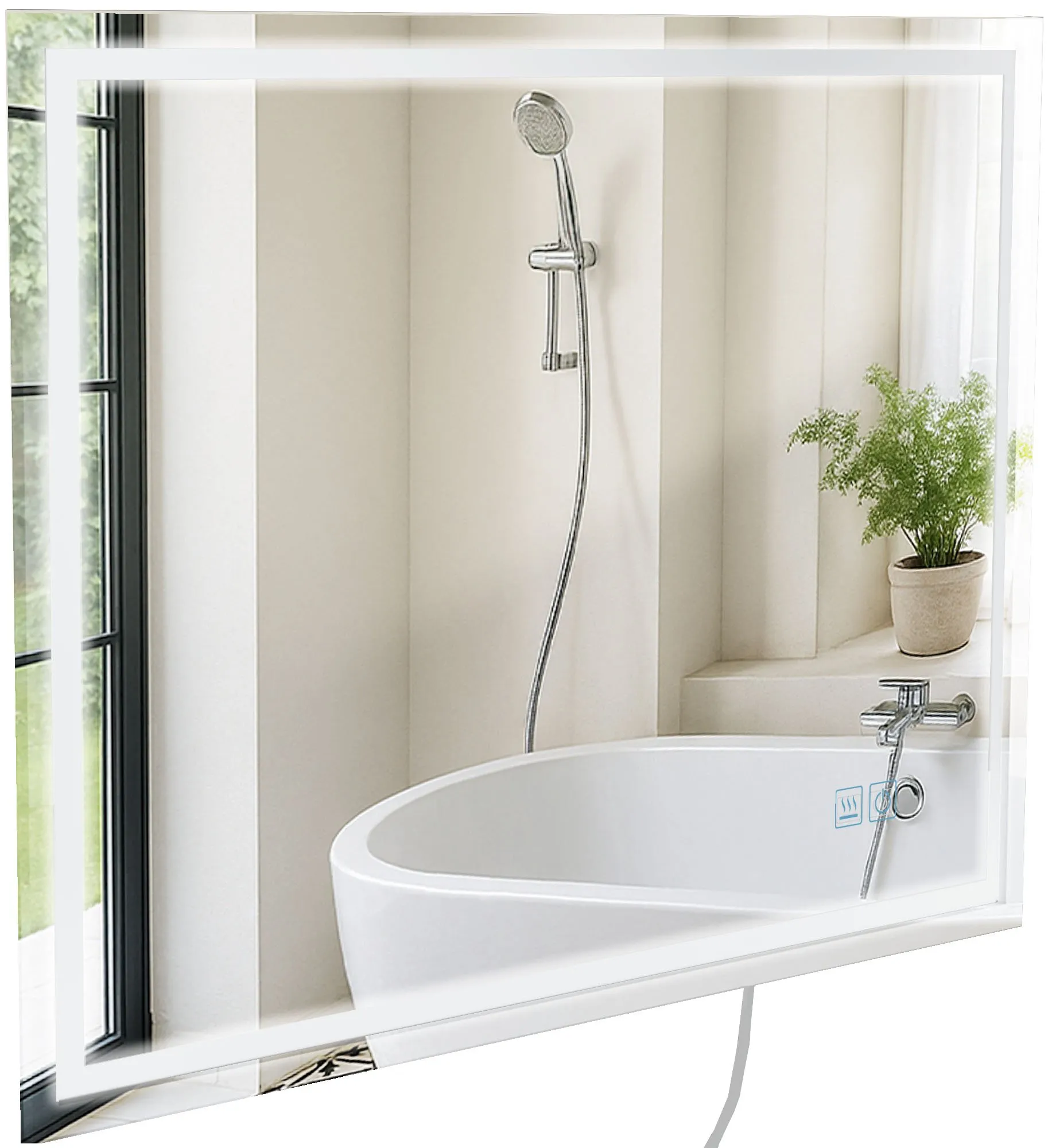 Badspiegel Jaffrey Bluetooth 80x60 cm Klarglas