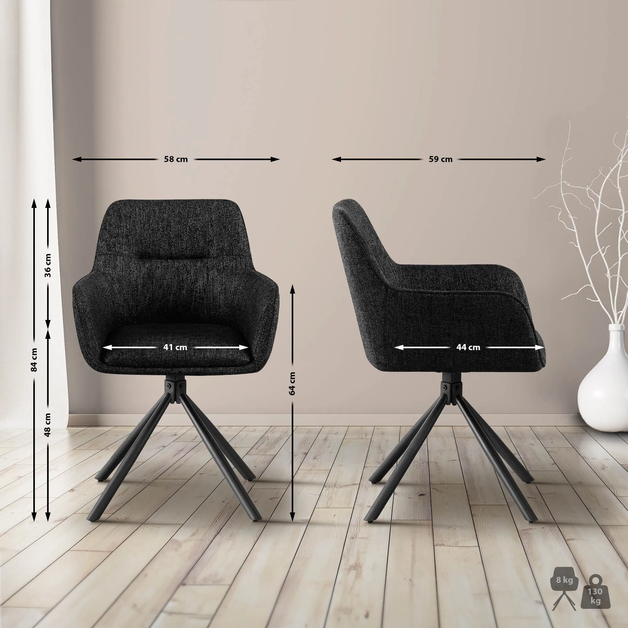 Stuhl Tipton 84x58x59 cm schwarz