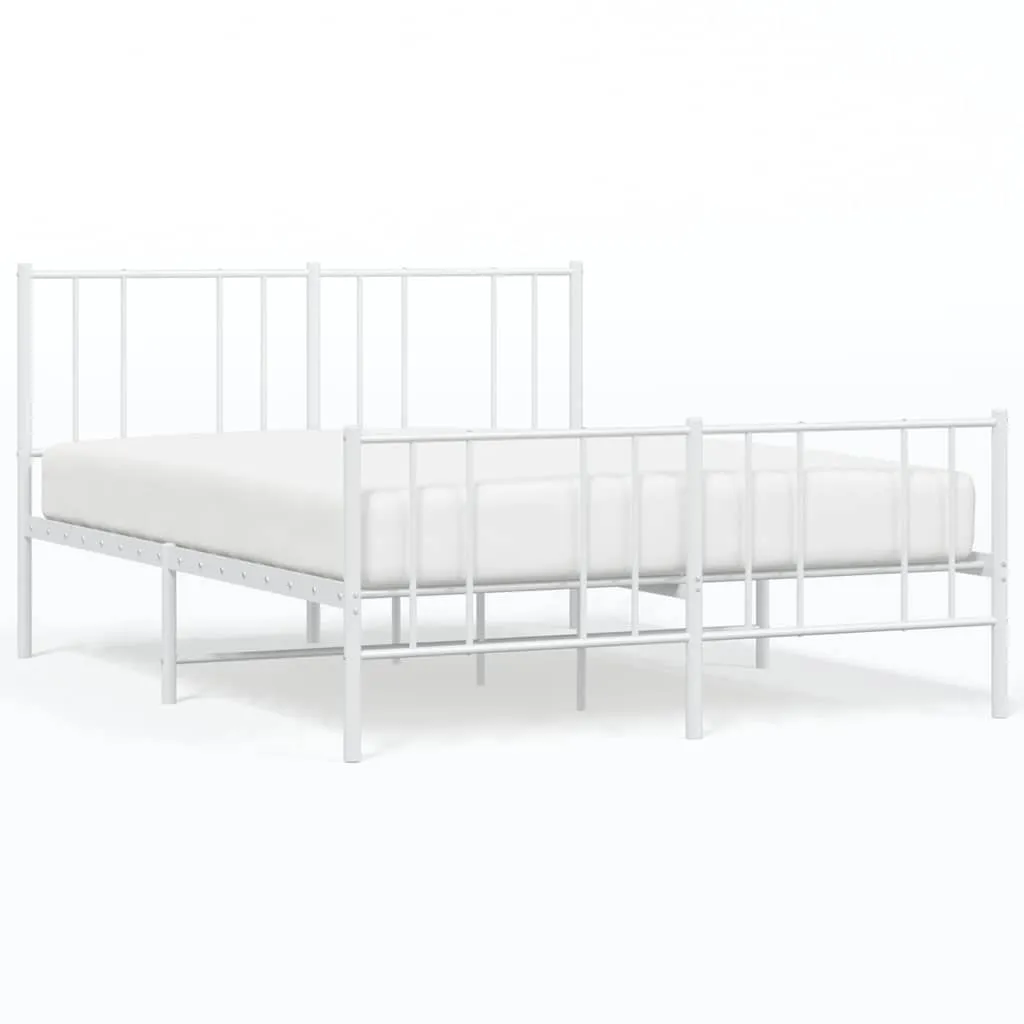Bettgestell mit Kopf- und Fußteil Metall Weiß 150x200 cm