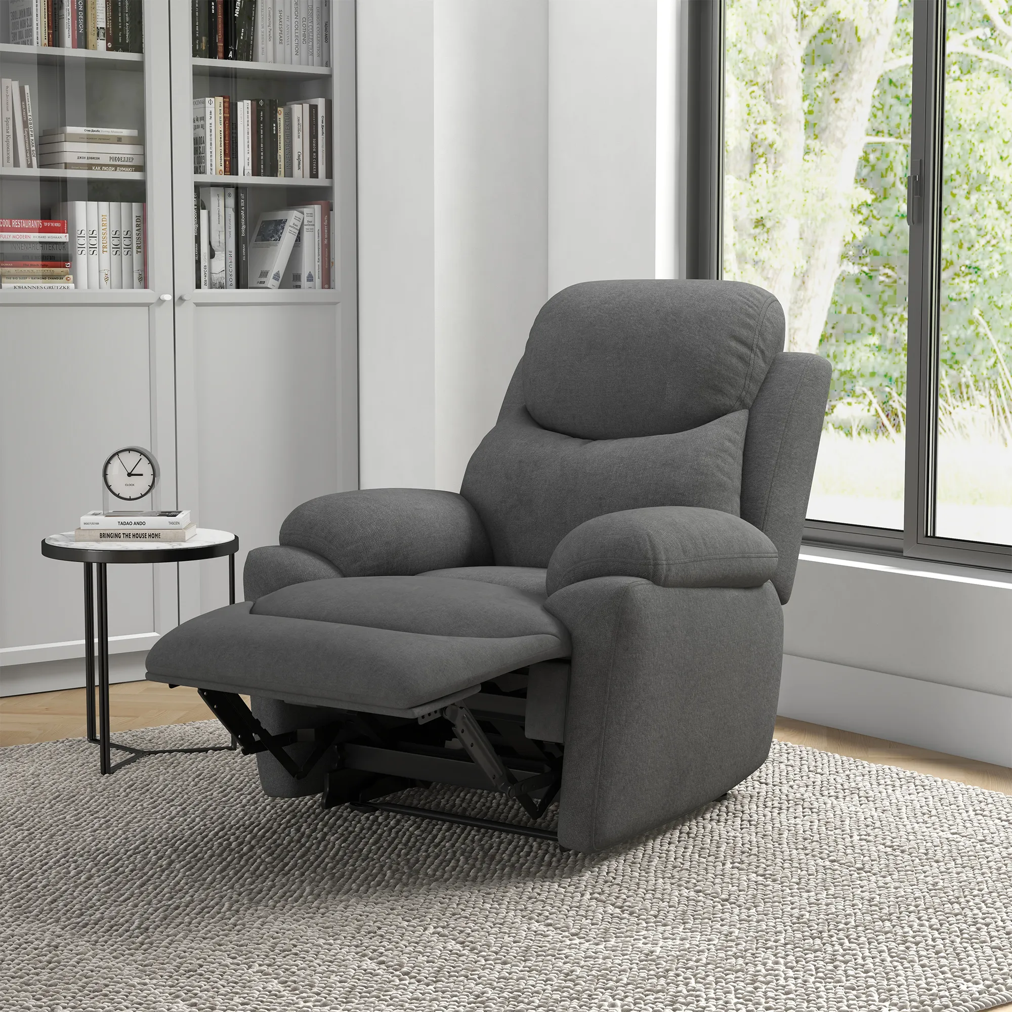 Relaxsessel Liegesessel Fernsehsessel, Liegefunktion Leinenoptik, 93 cm x 88 cm x 102 cm, Grau