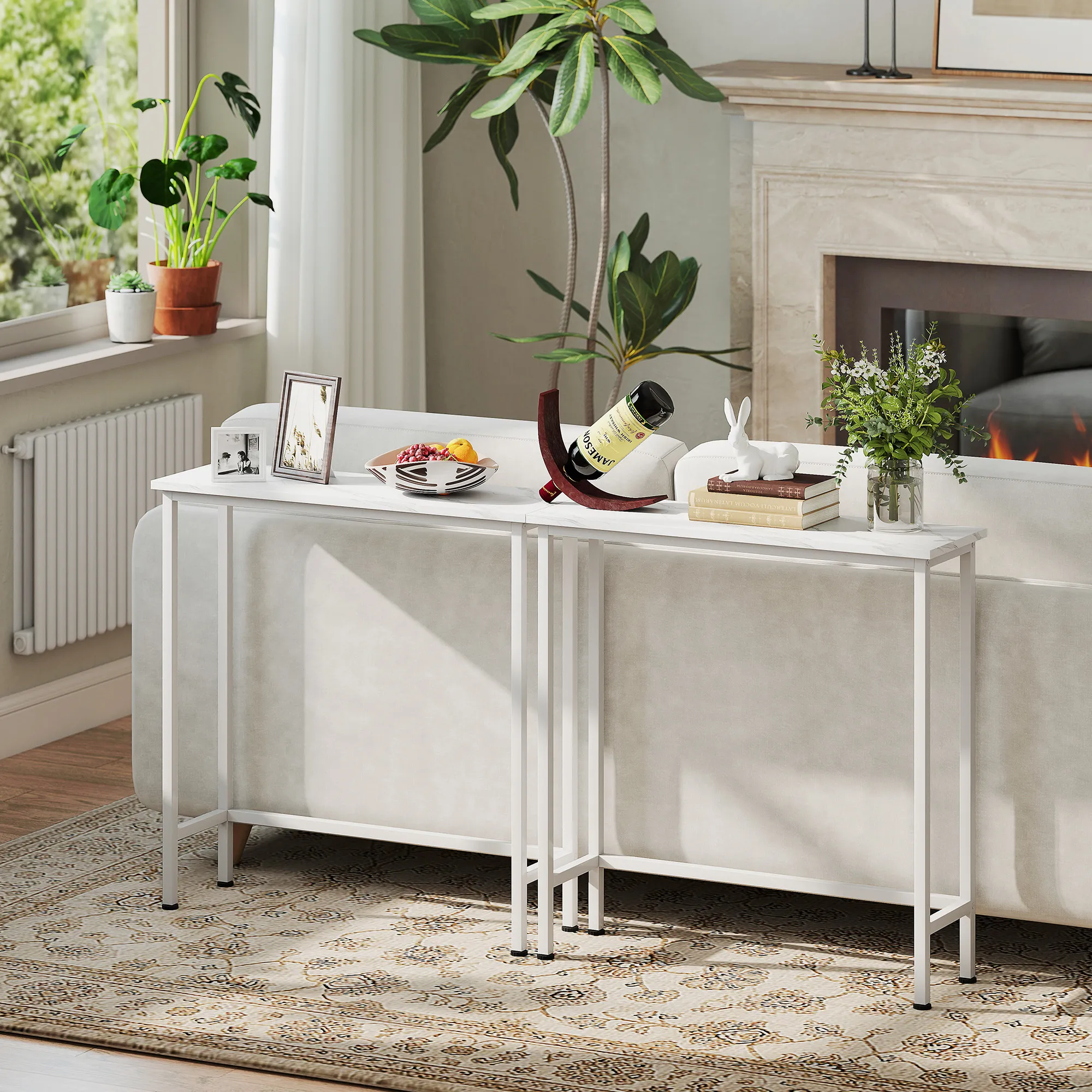 Schmaler Konsolentisch 75L x 24B x 76H cm in Weiß